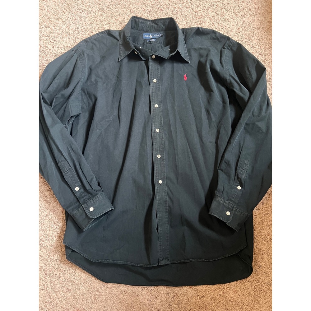 Ralph Lauren Blake Shirt Mens XXL Black Long Sleeve Button Down Red Pony Logo